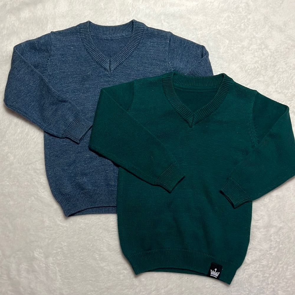 Littlest Prince set of 2 lightweight V Neck Sweaters